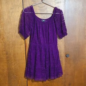 Sequin Hearts purple lace midi dress